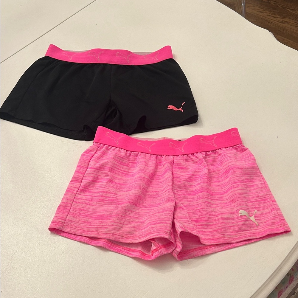 Puma Kids' Black and Pink Active Shorts